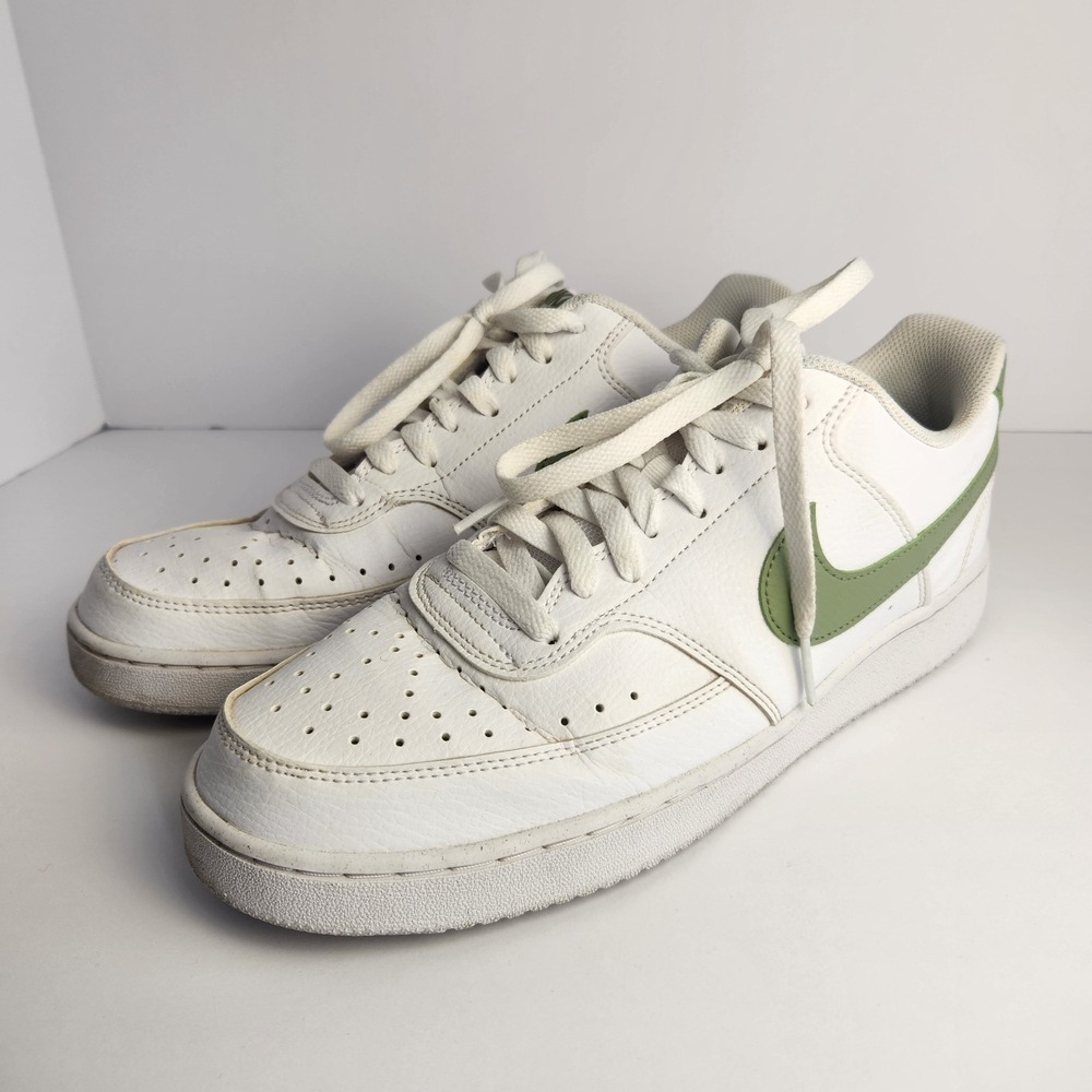 Nike Court Vision Low Men's Athletic Tennis Shoes White/Olive Green Size 10